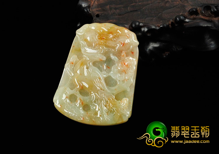 糯冰种黄翡略飘翠缅甸翡翠凤凰挂件