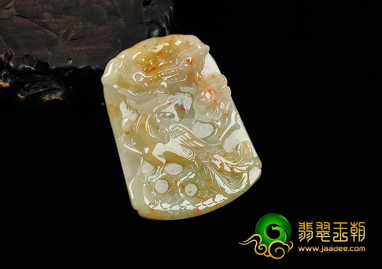 糯冰种黄翡略飘翠缅甸翡翠凤凰挂件