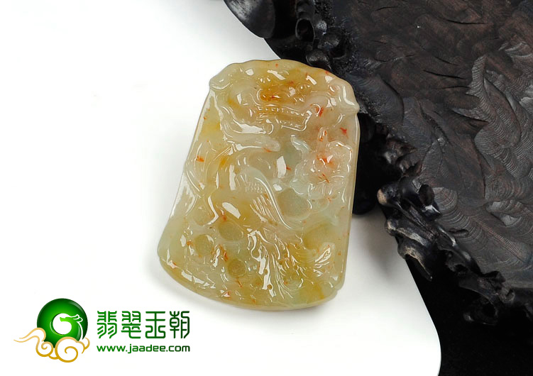 糯冰种黄翡略飘翠缅甸翡翠凤凰挂件