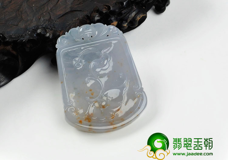 糯冰种晴水带黄翡缅甸翡翠螭龙牌挂件