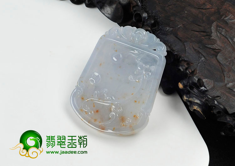 糯冰种晴水带黄翡缅甸翡翠螭龙牌挂件