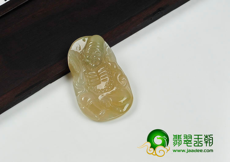 糯冰种黄翡缅甸翡翠济公挂件