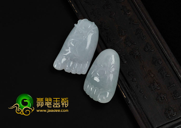 糯冰种晴水缅甸翡翠知足常乐挂件（单价）