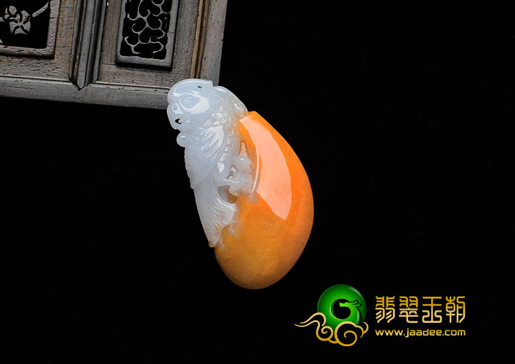 糯冰种红黄翡缅甸翡翠英明神武挂件