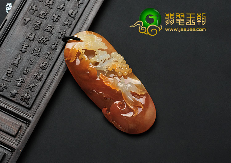 冰种红黄翡缅甸翡翠喜上眉梢挂件