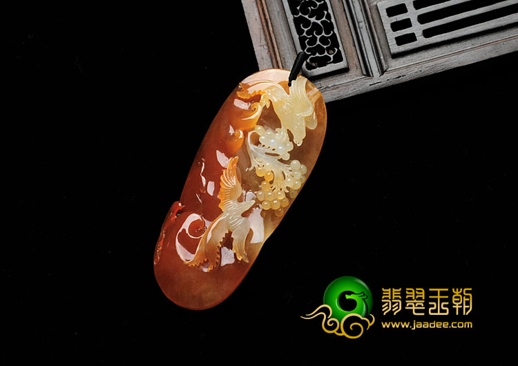 冰种红黄翡缅甸翡翠喜上眉梢挂件