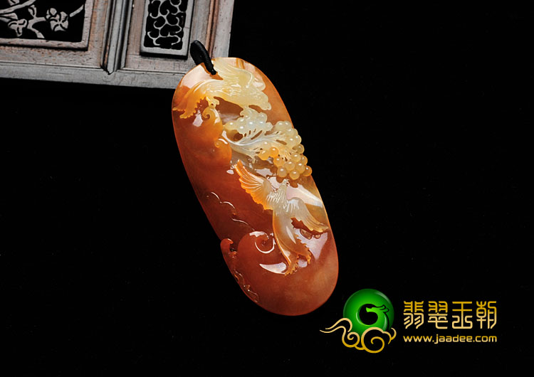 冰种红黄翡缅甸翡翠喜上眉梢挂件