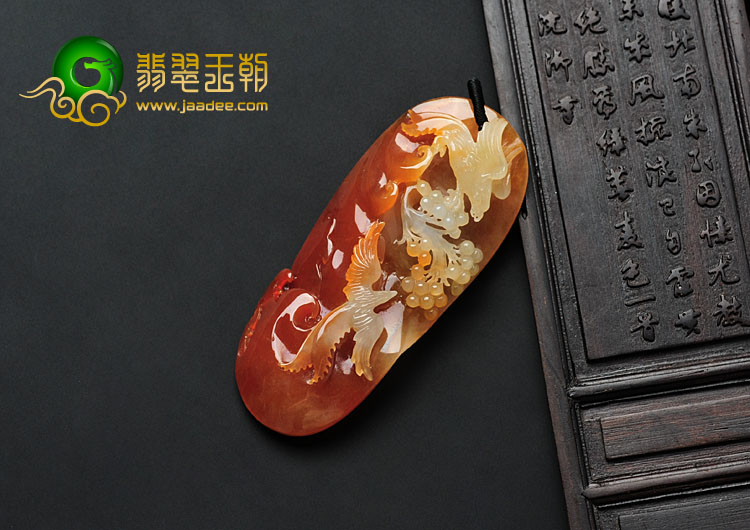 冰种红黄翡缅甸翡翠喜上眉梢挂件