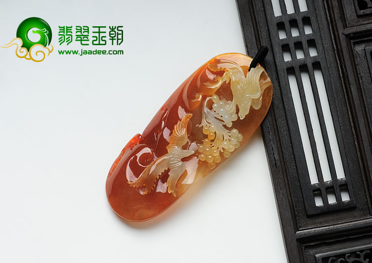 冰种红黄翡缅甸翡翠喜上眉梢挂件