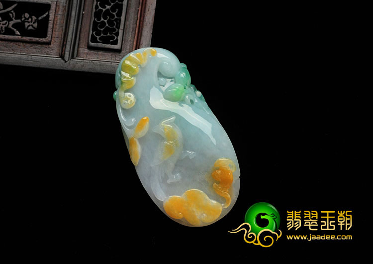 糯冰种三彩缅甸翡翠多子多福挂件
