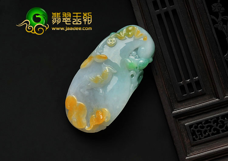 糯冰种三彩缅甸翡翠多子多福挂件