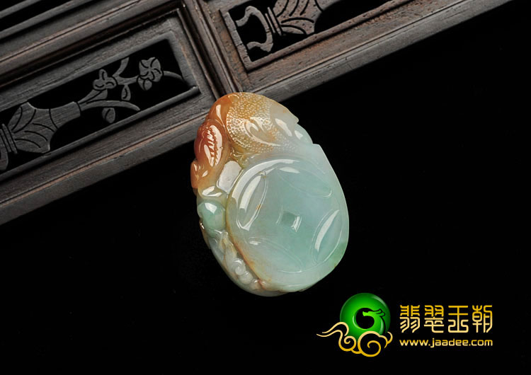 糯冰种三彩缅甸翡翠福寿有余挂件