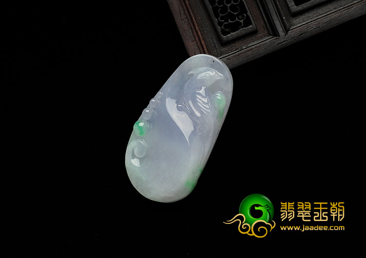 糯冰种春带彩缅甸翡翠喜得连科挂件