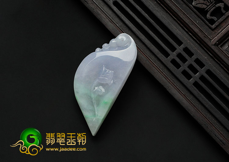 糯冰种春带彩缅甸翡翠一枝独秀挂件