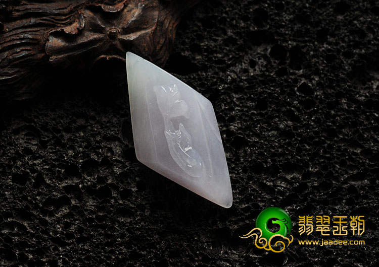 糯冰种淡紫罗兰飘翠缅甸翡翠信手拈花挂件