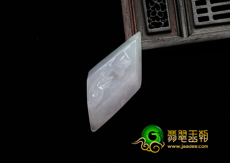 糯冰种淡紫罗兰飘翠缅甸翡翠信手拈花挂件