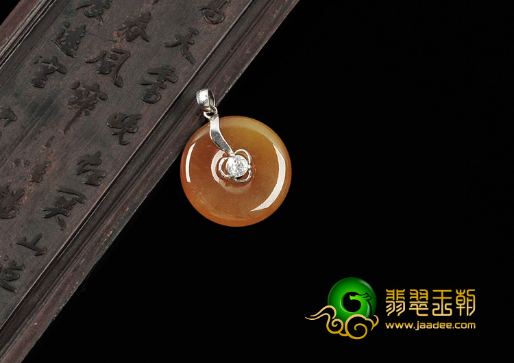 糯冰种褐黄翡缅甸翡翠平安扣挂件