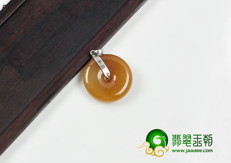 糯冰种褐黄翡缅甸翡翠平安扣挂件