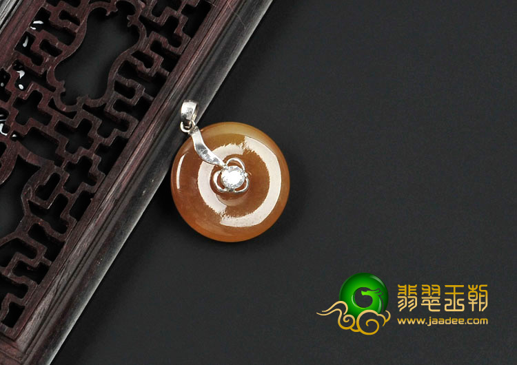 糯冰种褐黄翡缅甸翡翠平安扣挂件