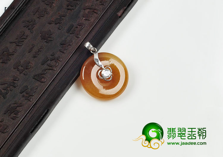 糯冰种褐黄翡缅甸翡翠平安扣挂件