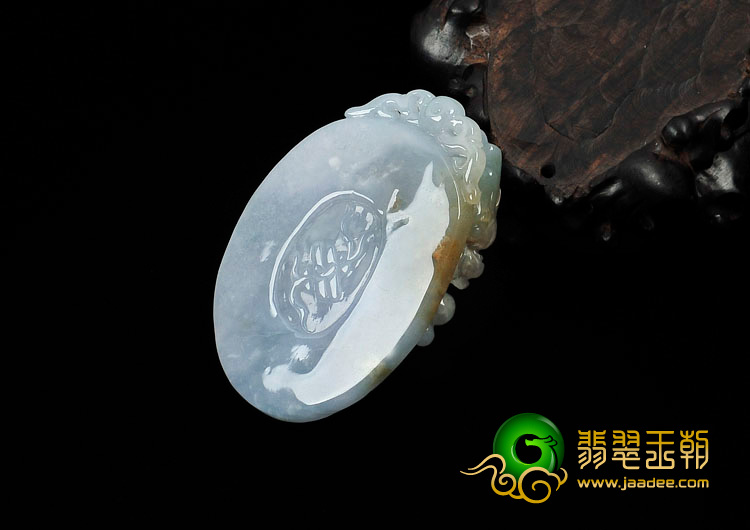糯冰种紫罗兰带黄翡缅甸翡翠龙牌挂件