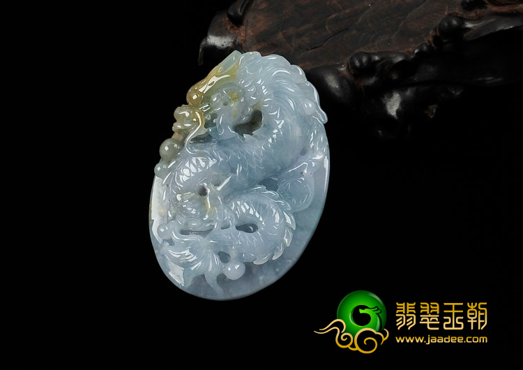 糯冰种紫罗兰带黄翡缅甸翡翠龙牌挂件