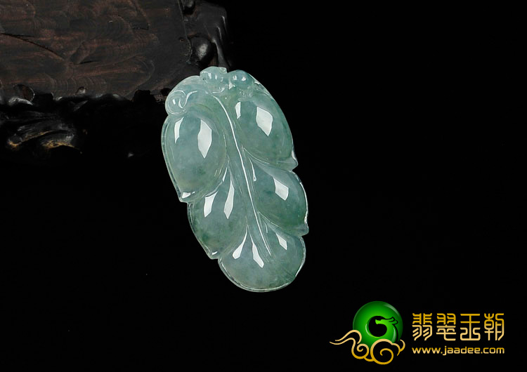 (超值推荐)冰种飘花缅甸翡翠叶子挂件