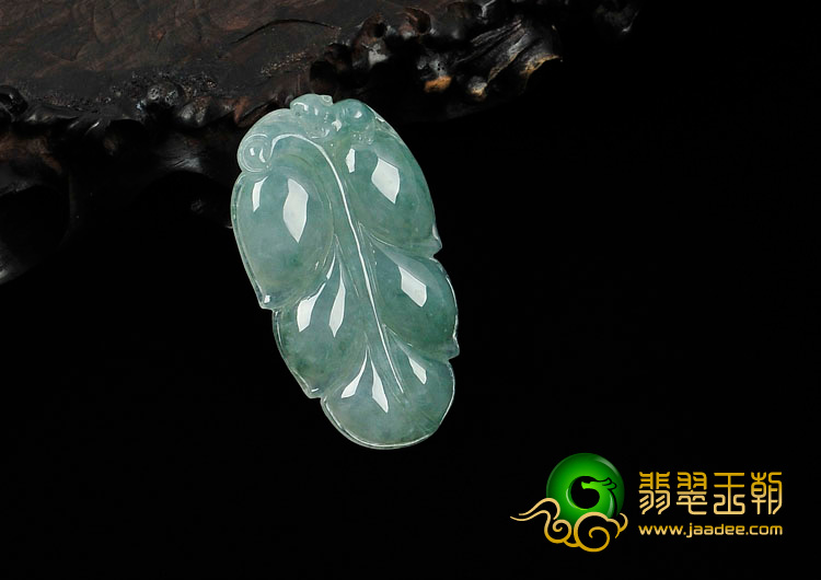 (超值推荐)冰种飘花缅甸翡翠叶子挂件