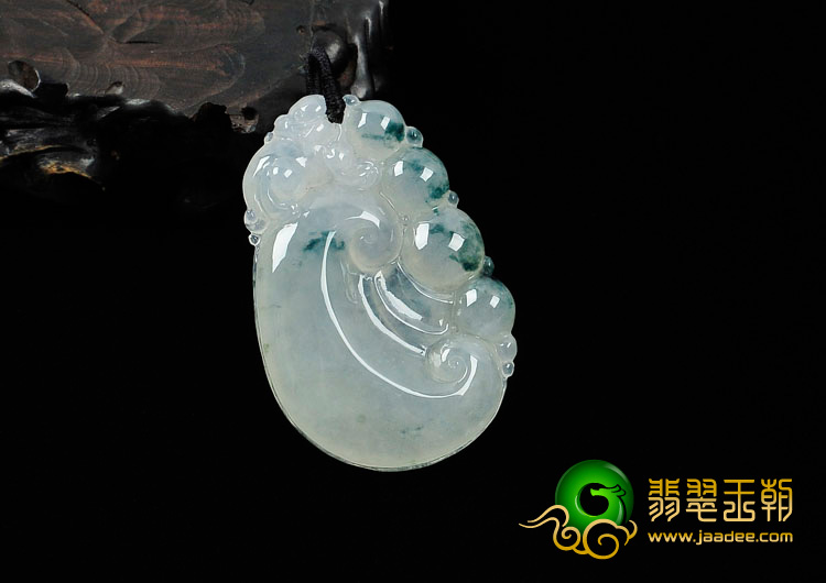 冰种飘花缅甸翡翠如意寿挂件