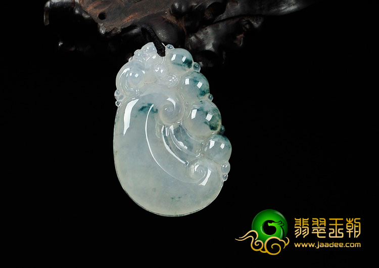 冰种飘花缅甸翡翠如意寿挂件