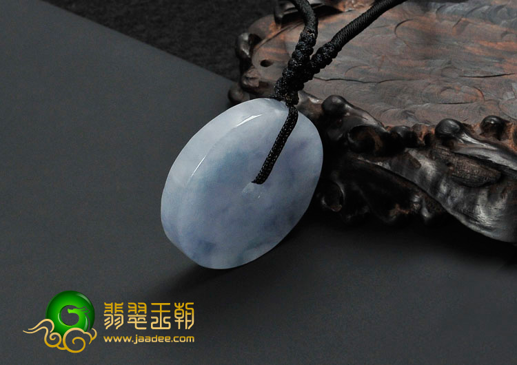 糯冰种紫罗兰飘花缅甸翡翠平安扣挂件