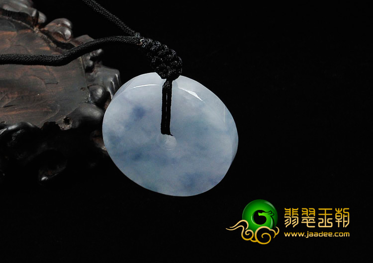 糯冰种紫罗兰飘花缅甸翡翠平安扣挂件