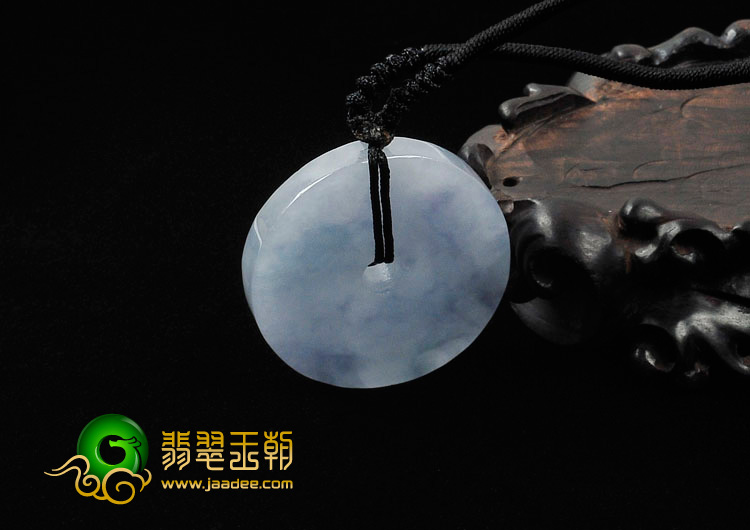 糯冰种紫罗兰飘花缅甸翡翠平安扣挂件