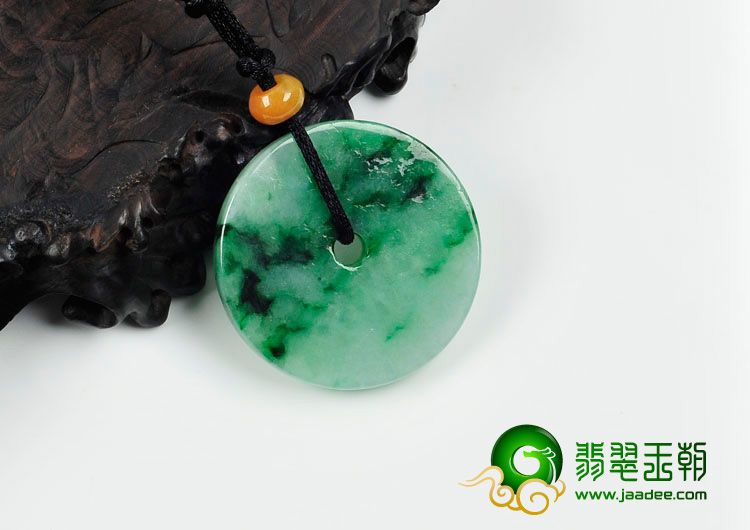 糯冰种飘翠缅甸翡翠平安扣挂件
