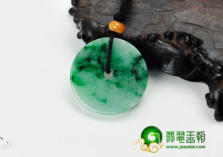 糯冰种飘翠缅甸翡翠平安扣挂件