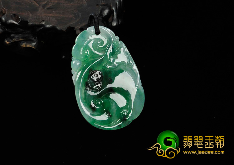 冰种翠色缅甸翡翠灵芝如意挂件