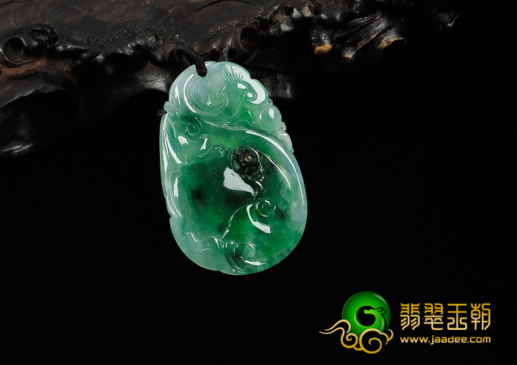 冰种翠色缅甸翡翠灵芝如意挂件