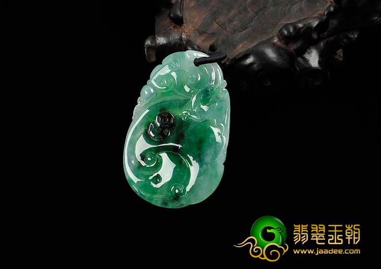 冰种翠色缅甸翡翠灵芝如意挂件