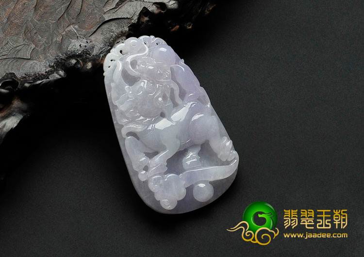 糯冰种紫罗兰缅甸翡翠吉祥如意挂件