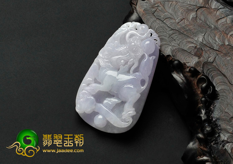 糯冰种紫罗兰缅甸翡翠吉祥如意挂件