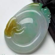 冰种三彩缅甸翡翠平安符挂件