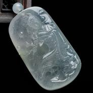 冰种淡晴水略飘花缅甸翡翠踏雪寻梅挂件