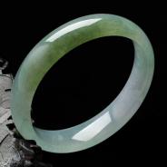 糯冰种晴水略带黄翡缅甸翡翠手镯（57mm）