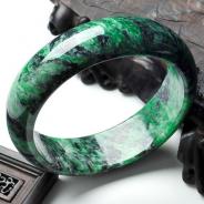细糯种癣加绿缅甸翡翠手镯（58.7mm）