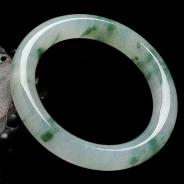 冰种飘花缅甸翡翠圆条手镯（54.2mm）