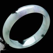 糯冰种飘花略带紫罗兰缅甸翡翠手镯（56.4mm）