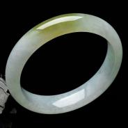 糯冰种晴水带褐黄翡缅甸翡翠手镯（56.3mm）