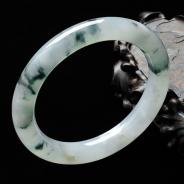 糯冰种飘花缅甸翡翠圆条手镯（59.5mm）