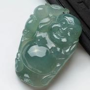 (超值推荐)冰种蓝晴水缅甸翡翠逍遥佛挂件