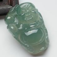 冰种蓝晴水缅甸翡翠逍遥佛挂件
